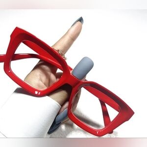 Square Transparent Lenses Glasses In Candy Color, Red NWOT